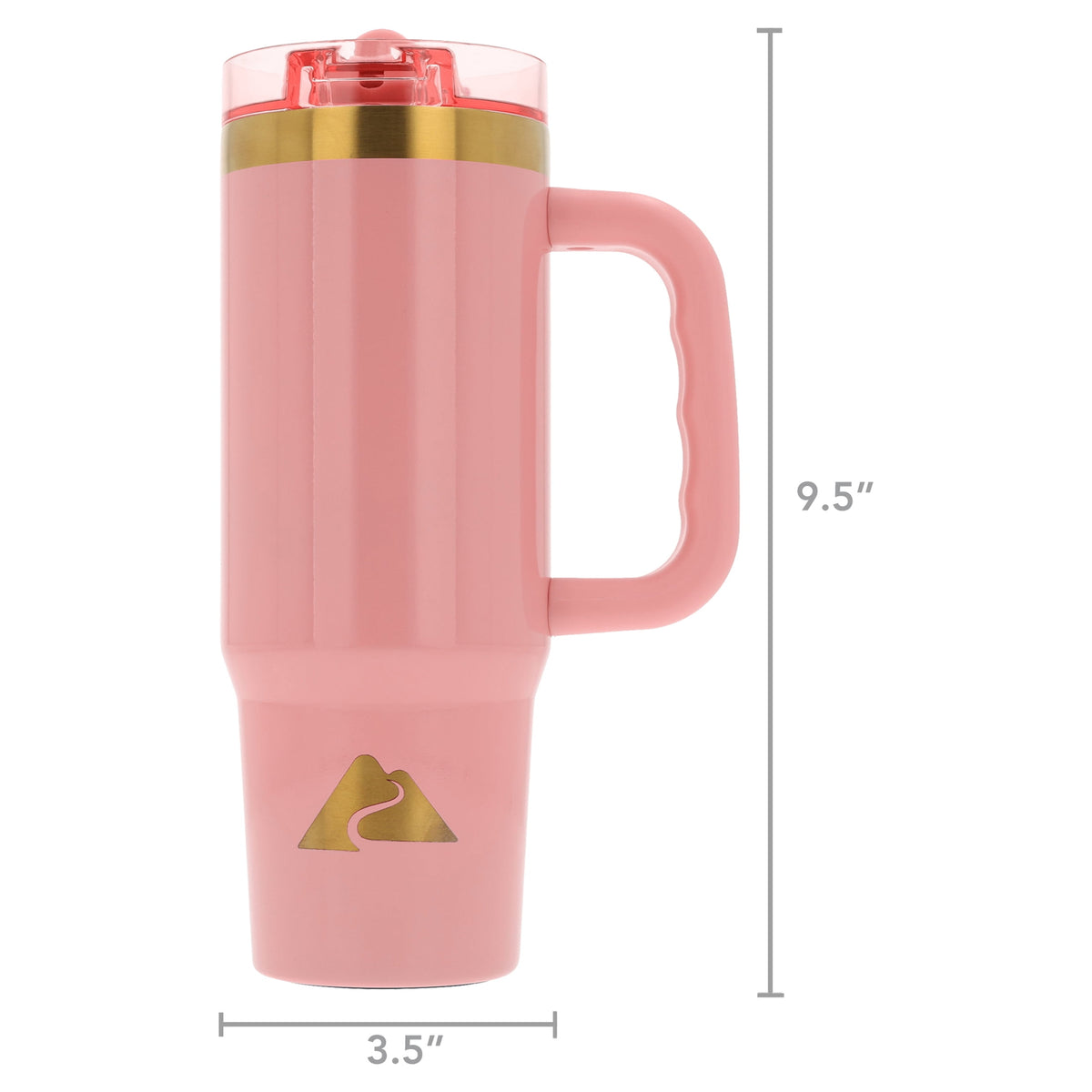 Ozark Trail 30 oz Stainless Steel Insulated Travel Tumbler with Handle and Flip Straw Lid, Rose Shimmer
