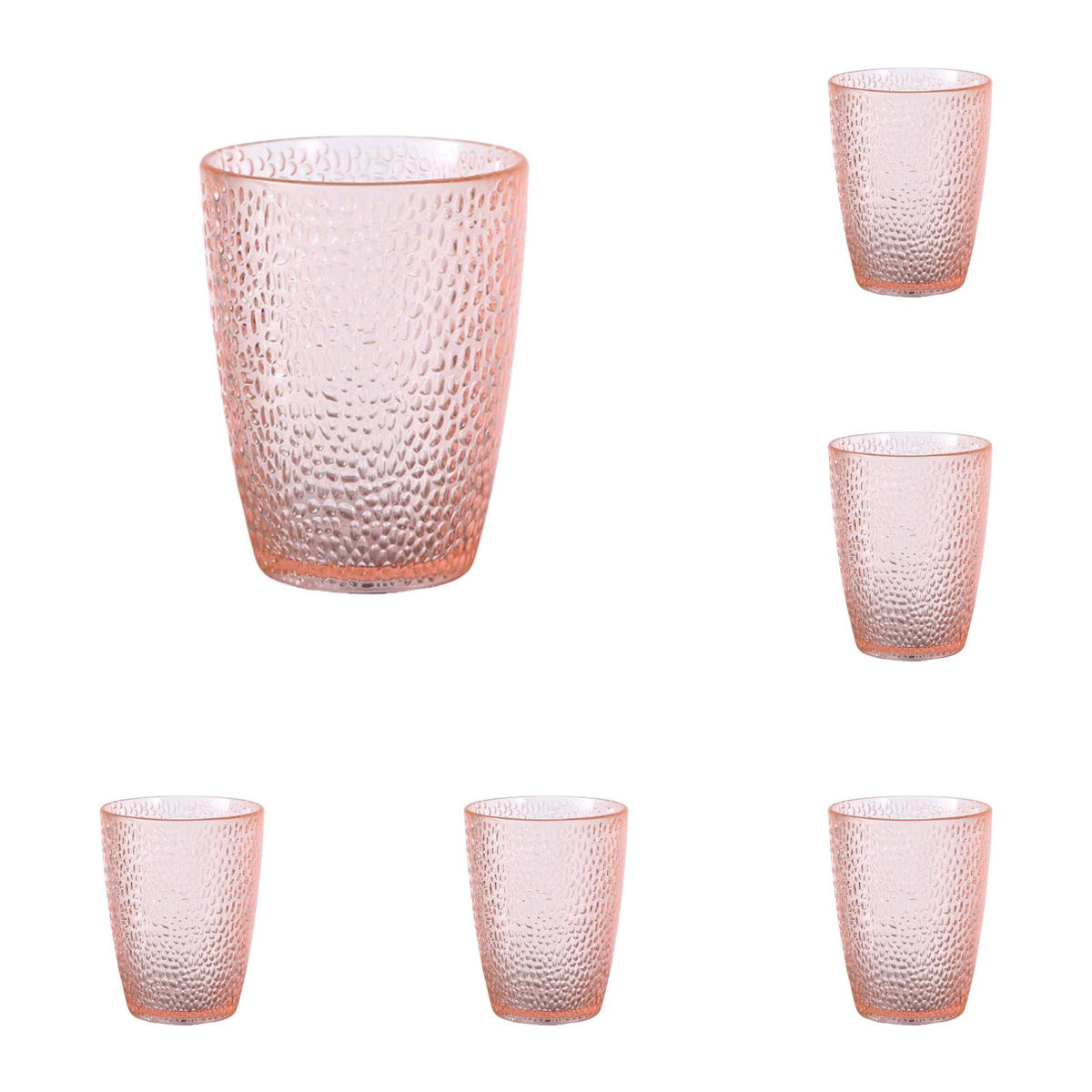 6 Pcs Drinking Tumblers Set of 12 oz, Drinking Glasses,BPA-Free,Stackable Water Cups,Clear Cups for Juice,(Brown)