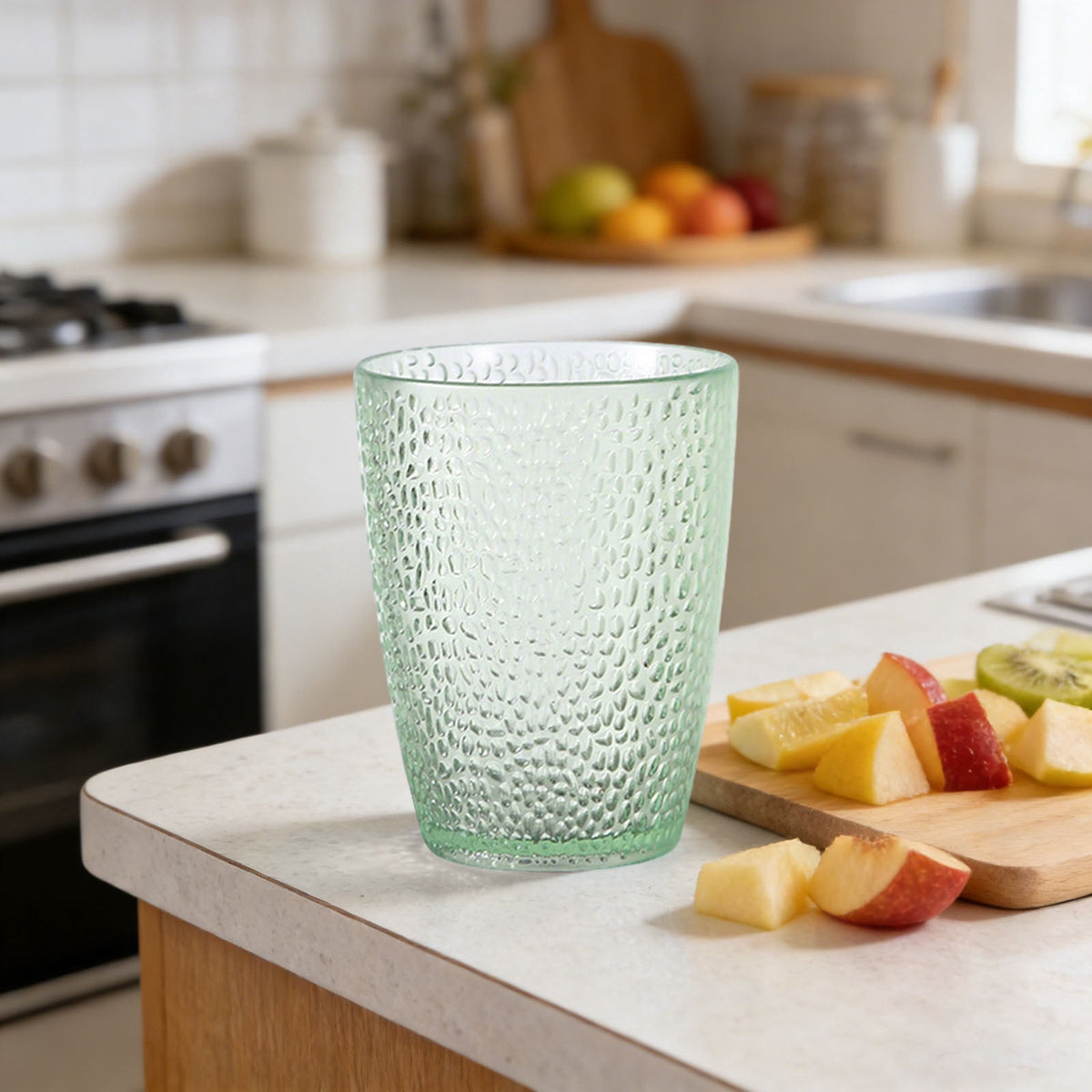 6 Pcs Drinking Tumblers Set of 12 oz, Drinking Glasses,BPA-Free,Stackable Water Cups,Clear Cups for Juice,(Brown)