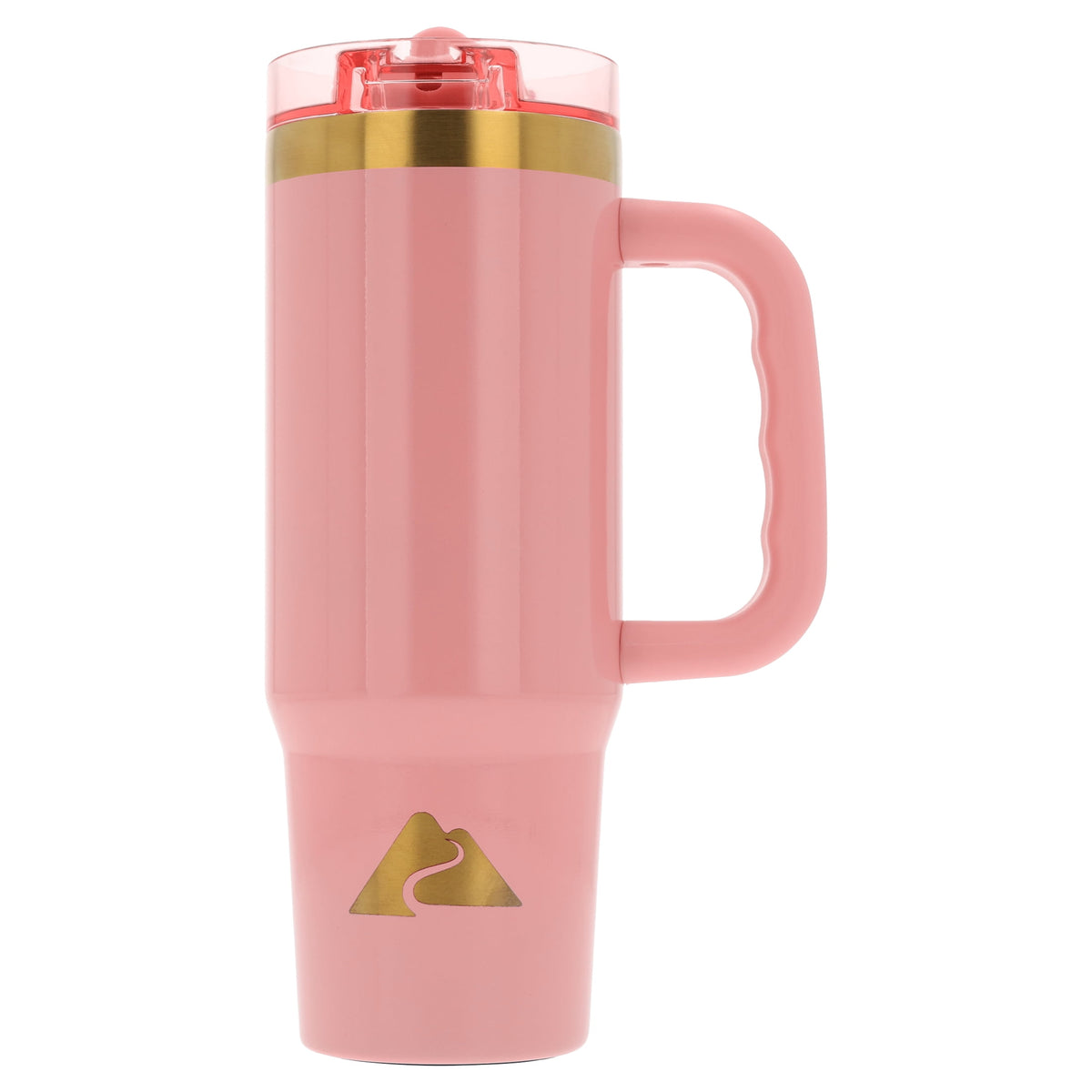Ozark Trail 30 oz Stainless Steel Insulated Travel Tumbler with Handle and Flip Straw Lid, Rose Shimmer