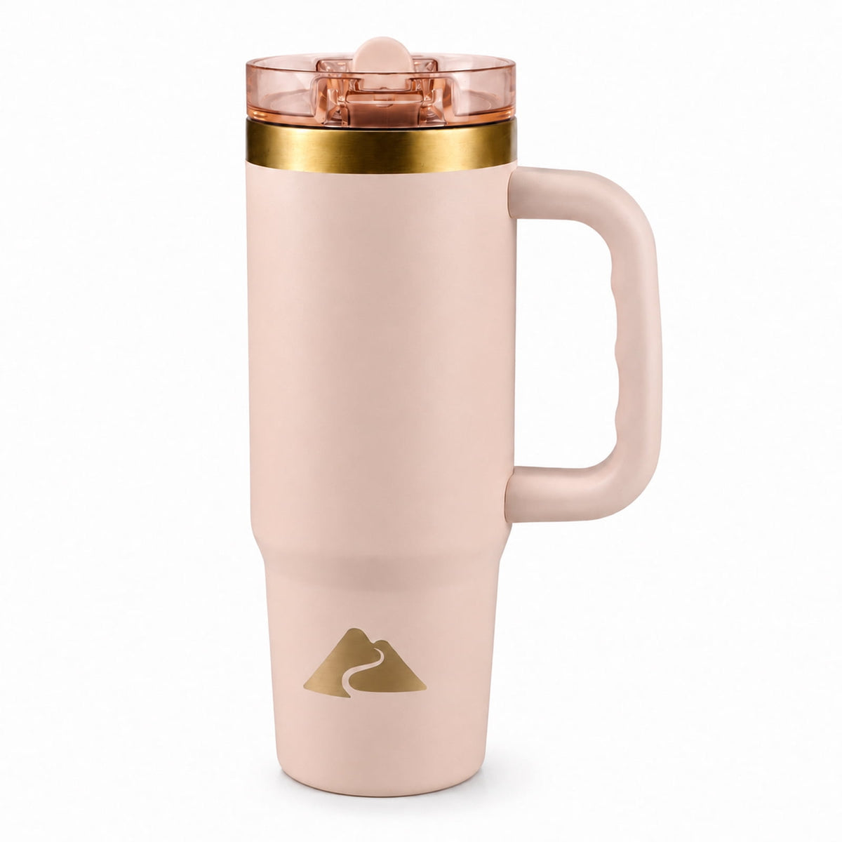 Ozark Trail 30 oz Stainless Steel Insulated Travel Tumbler with Handle and Flip Straw Lid, Rose Shimmer
